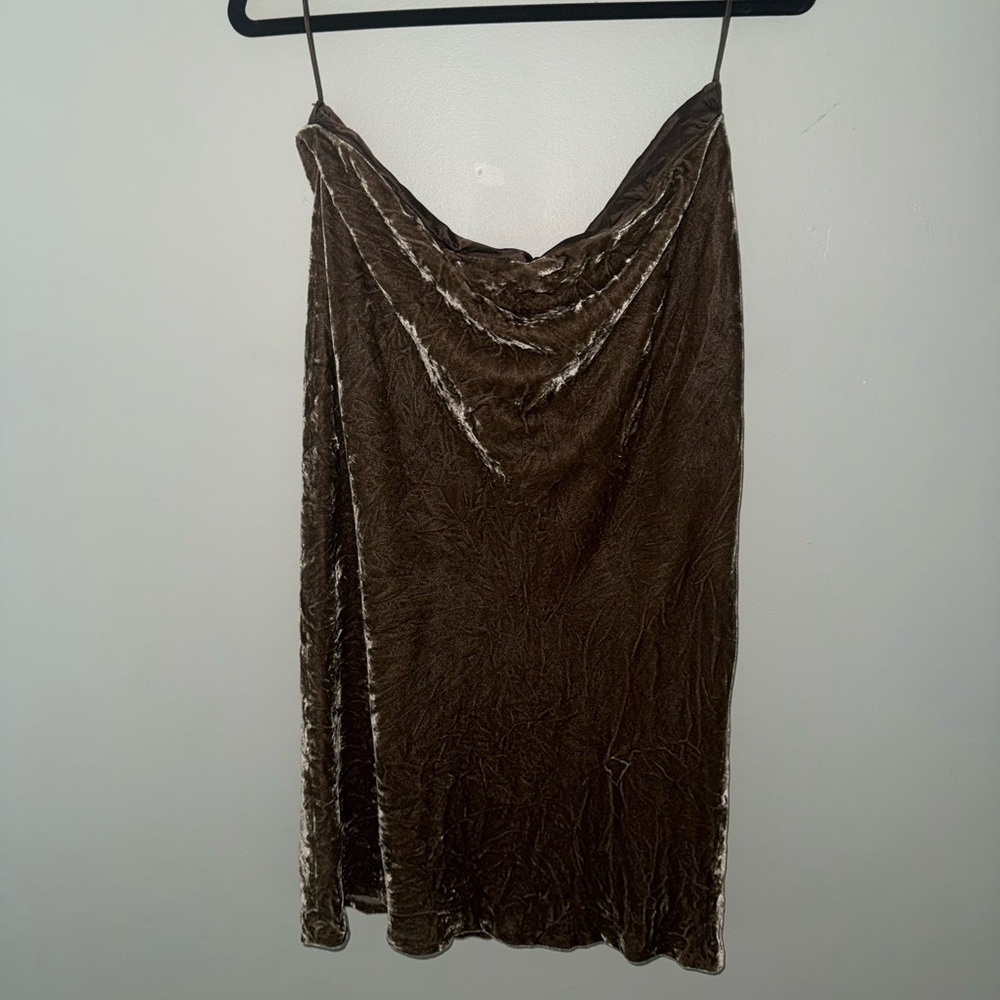 Ralph Lauren Purple Label Brown Velvet Midi Skirt